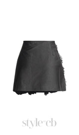 ANCHALEE BLACK FLOWER MINI SKIRT
