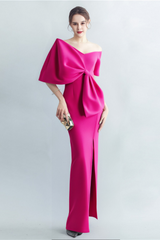 PINK BOW-KNOT MIDI DRESS