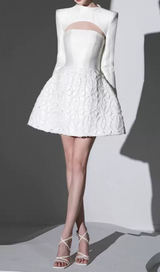 WHITE EMBELLISHED STRAPLESS MINI DRESS