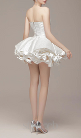 bow trim strapless mini dress in white