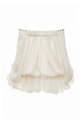 off-shoulder flared sleeve mini shirt dress in white