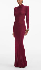 BURGUNDY VISCOSE KNIT MAXI DRESS