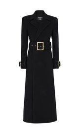 BLACK LONG COAT WITH BELT