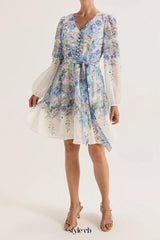 Chelsea Floral print Mini Dress in Ivory