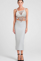 PEARL EMBELLISHED BUSTIER TOP