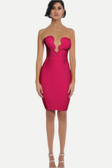 OFF THE SHOULDER BODYCON MIDI DRESS IN ROSE RED