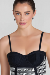 JACQUARD PATCHWORK BANDAGE PARTY DRESS