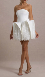 beverly Calais Strapless Flower Mini Dress