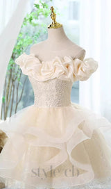 WHITE ANELA OFF SHOULDER SEQUIN MINI DRESS