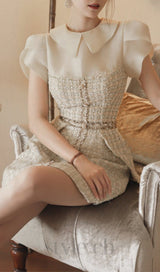 TWEED MINI DRESS IN PALE YELLOW