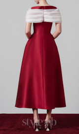 elfa boat-neck midi dress in red