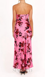 bryden strapless maxi dress in rose pink