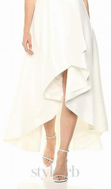 sleeveless v-neck midi dress in beige