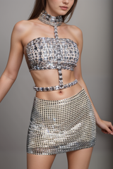 RHINESTONE CUTOUT CROP TOP