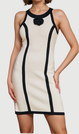 Flower Knitted Mini Dress In White