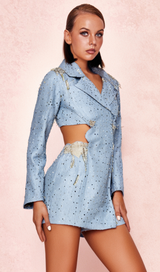 BERTHA PEARL CUTOUT TUXEDO BLAZER DRESS IN BLUE