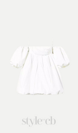 puff sleeve duchesse mini dress in white