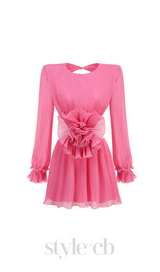 GEMMA CUT OUT FLOWER MINI DRESS IN PINK