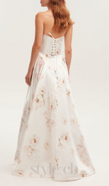 LETITIA PINK PEONY STRAPLESS MAXI DRESS