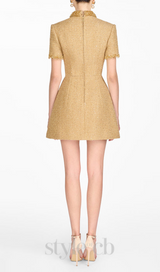 gold embellished mini dress