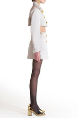 odelette Metal buttoned blazer skirt set in beige