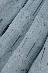 ribbed pointelle knit mini dress in blue