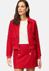 Plain jacket skirt set in red