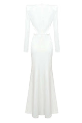 vanessa V-neck Ruched cutout Maxi Dress in white