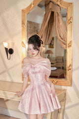 STRAPLESS SEQUIN MINI DRESS IN PINK