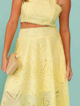 Eyelet Lace Top and Maxi Skirt Set