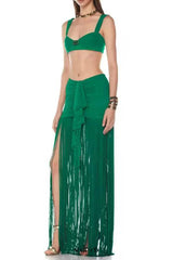 Tyonska Fringe Ruched Two Piece Set