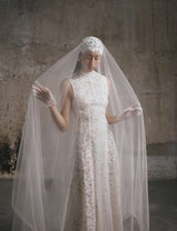 tina Embroidered lace sleeveless maxi dress in white