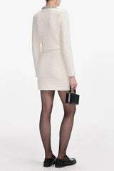 alisa Diamond-embellished tweed cardigan skirt set in white