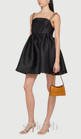 stephanie crystal embellished mini dress in black