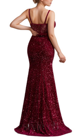 belinda lace corset sequin maxi dress in red