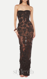 jasmine strapless black maxi dress