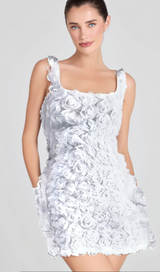 WHITE FLOWER MINI DRESS