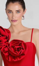 HUGE FLOWERS BANDAGE MIDI DRESS