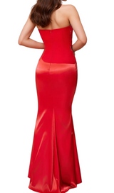 audrey sequin embellished strapless bodycon maxi dress in red