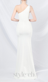 DOLORES ONE-SHOULDER FLORAL MAXI DRESS IN WHITE