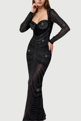LONG SLEEVE CRYSTAL MAXI DRESS