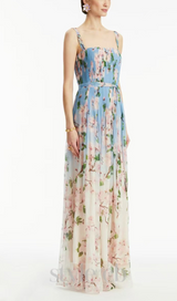 xaviera pleated silk chiffon gown in blue