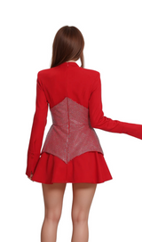 atalanta Keilani Red Long Sleeve Mini Bodysuit