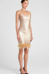LUNE FEATHER BANDAGE DRESS