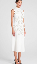 ANNONA WHITE FLOWER EMBELLISHED MAXI DRESS