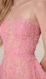 PINK FLORAL LACE EMBROIDER MIDI DRESS