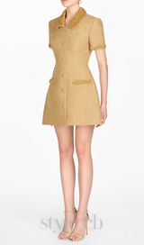 gold embellished mini dress