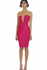 OFF THE SHOULDER BODYCON MIDI DRESS IN ROSE RED