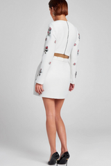 WHITE RHINESTONE EMBELLISHED SKIRT SET