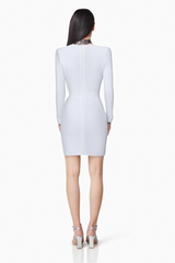 RACHEL WHITE HOLLOW BANDAGE BODYCON MINI DRESS